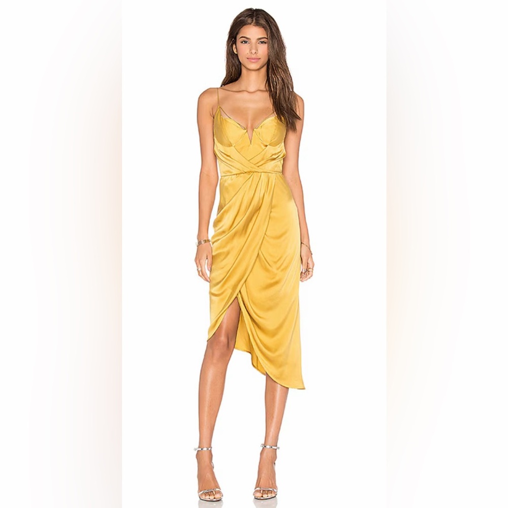 Zimmermann Mustard Yellow Silk Midi Dress